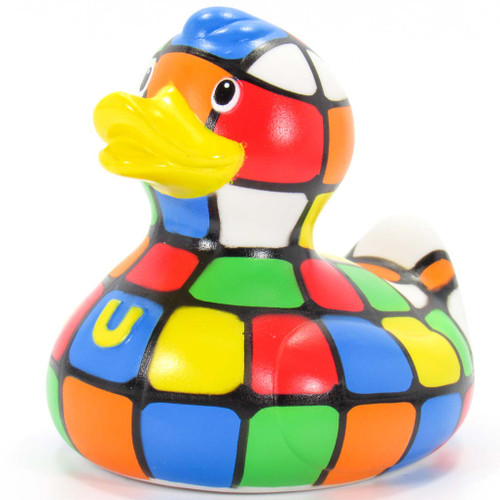 80s Cube Duck Rubber Duck Bath Toy (Rubick's Cube) by Bud Duck | (BudUSA) Ducks in the Window®