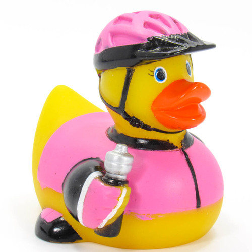 Biker Cyclist (female) Rubber Duck by Ad Line | Ducks in the Window®