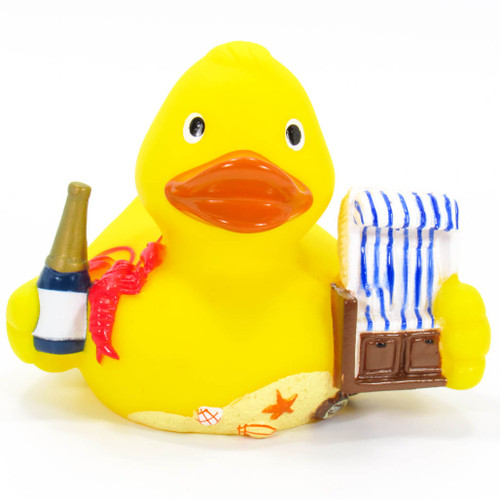 Beach Cabana Rubber Duck Squeaker by Schnables | Ducks in the Window®