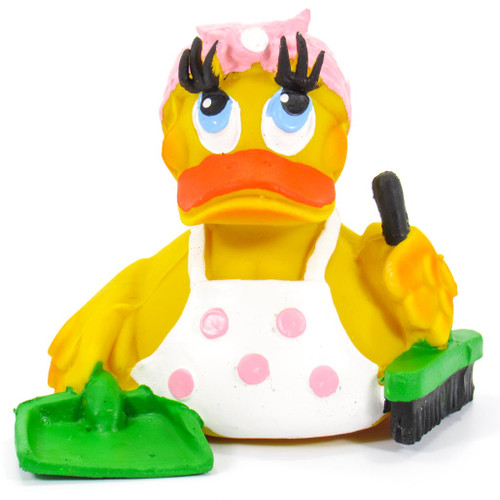 Cleaning Woman Rubber Duck by Lanco 100% Natural Toy & Organic | Ducks in the Window®
