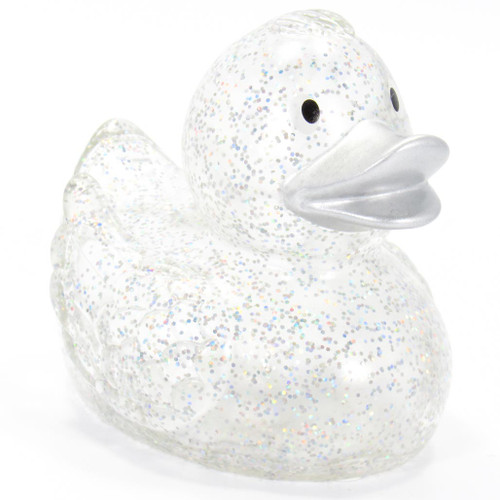 Clear Silver Glitter Rubber Duck by Schnabels  | Ducks in the Window®