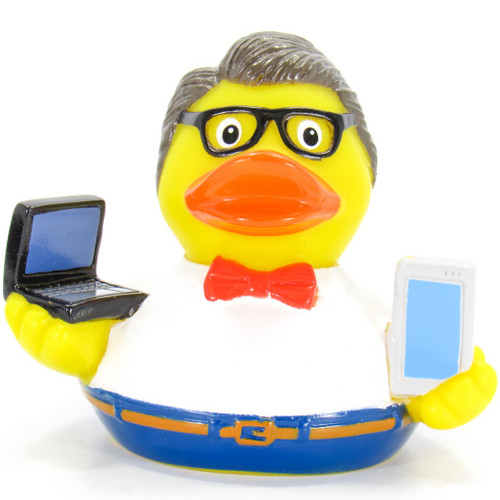Teacher Professor Male Rubber Duck Bath Toy by Schnabels | Ducks in the Window