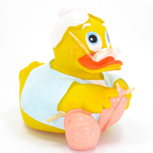 Grandmother Knitting Rubber Duck by Lanco | Ducks in the Window®