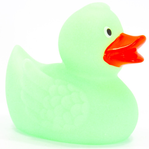 Green Glow in the dark Rubber Duck Bath Toy by Schnabels | Ducks in the Window