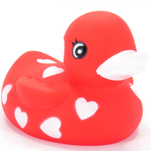 Red White Hearts Valentine Lover Rubber Duck by Ad Line | Ducks in the Window®