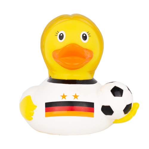 Soccer Player Girl Rubber Duck by LILALU bath toy | Ducks in the Window
