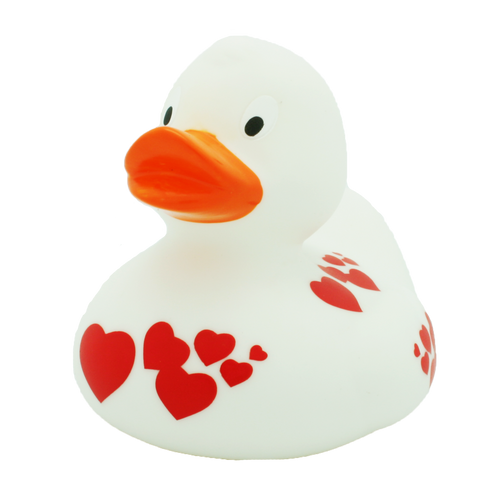 White with red hearts Rubber Duck by LiLaLu | Ducks in the Window