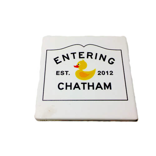 Chatham Ducks Tile Coasters with Chatham Sign | Ducks in the Window