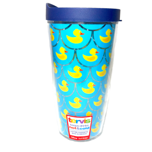 Chatham Ducks brand scalloped rubber duck pattern Tervis Insulated Tumbler with lid | Ducks in the Window